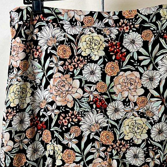 Y2K Boho Flowy Ruffled Floral Midi Skirt Multicolor Knee Length Lined Size 10 - Picture 3 of 7